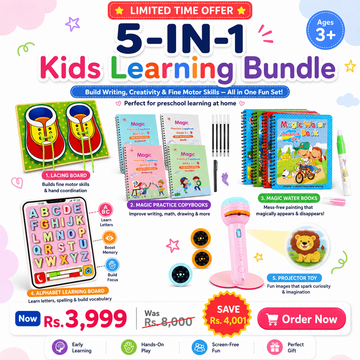 5-in-1 kids learning bundle-summer camp special