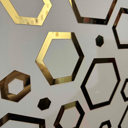 Acrylic Self Adhesive Wall Decor Mirrors Hexa Rings