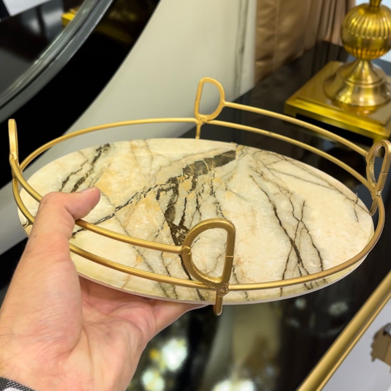 Luxury Decorative Metal Tray Round