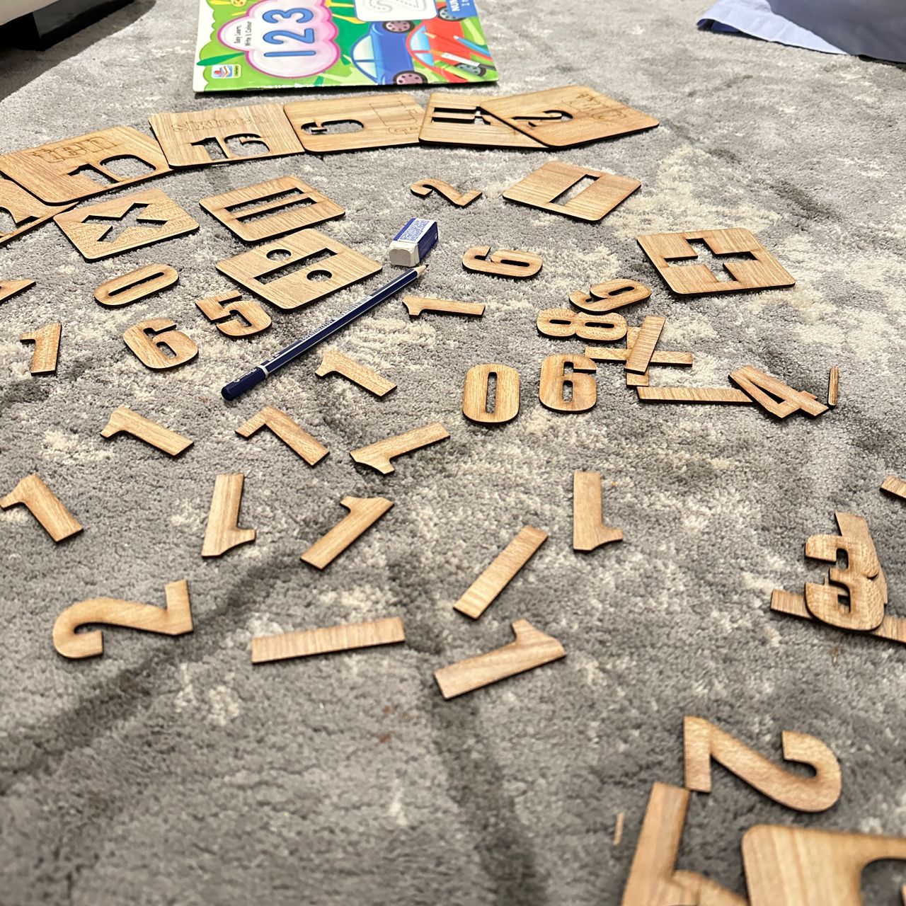 Kids Wooden Drawing Stencils English/Urdu/Mathematics Alphabets Learning Puzzle Toys