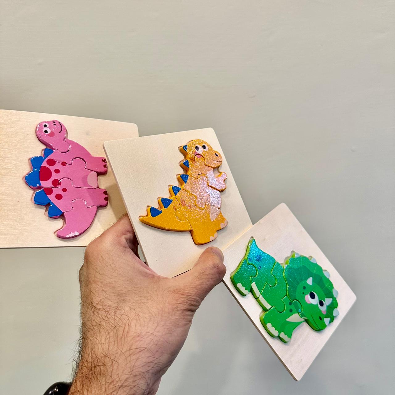 Set of 3 Cute Mini Dinosaurs Kids Puzzles