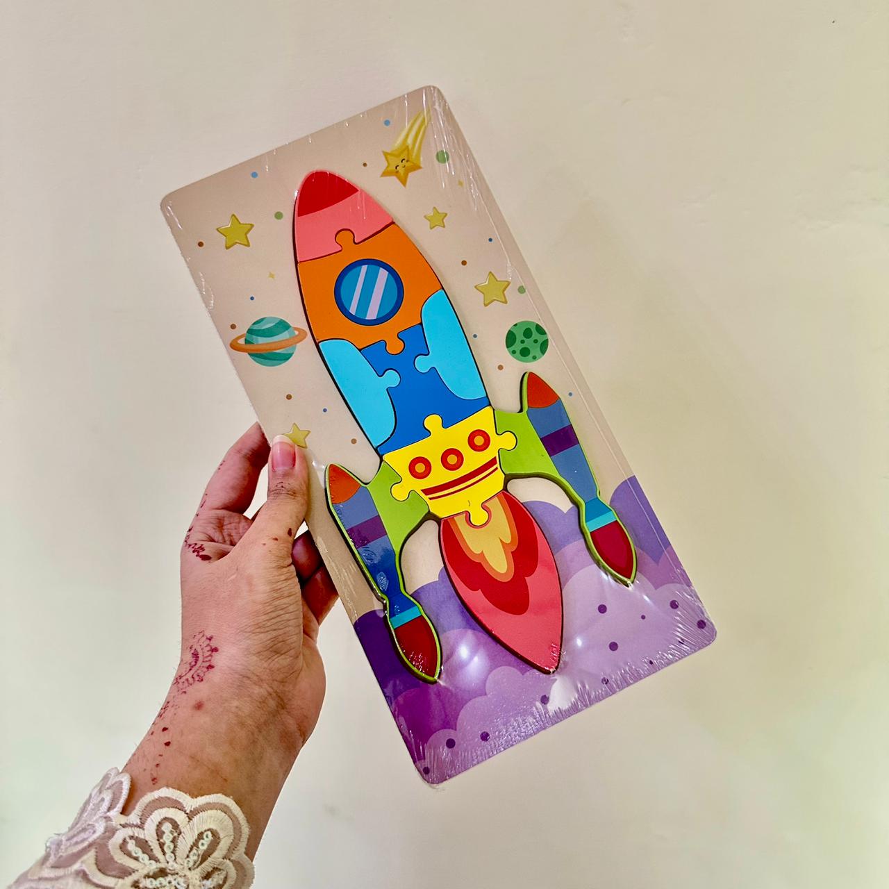 Kids Puzzle -Rocket Kids learning (large 12x6 inches)