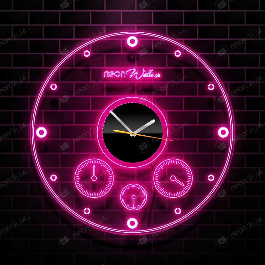 Acrylic Modern Neon Wall Clock With Neon LED Backlight