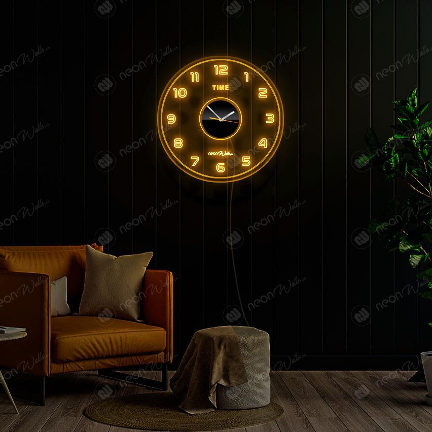 Acrylic Modern Neon Wall Clock With Neon LED Backlight