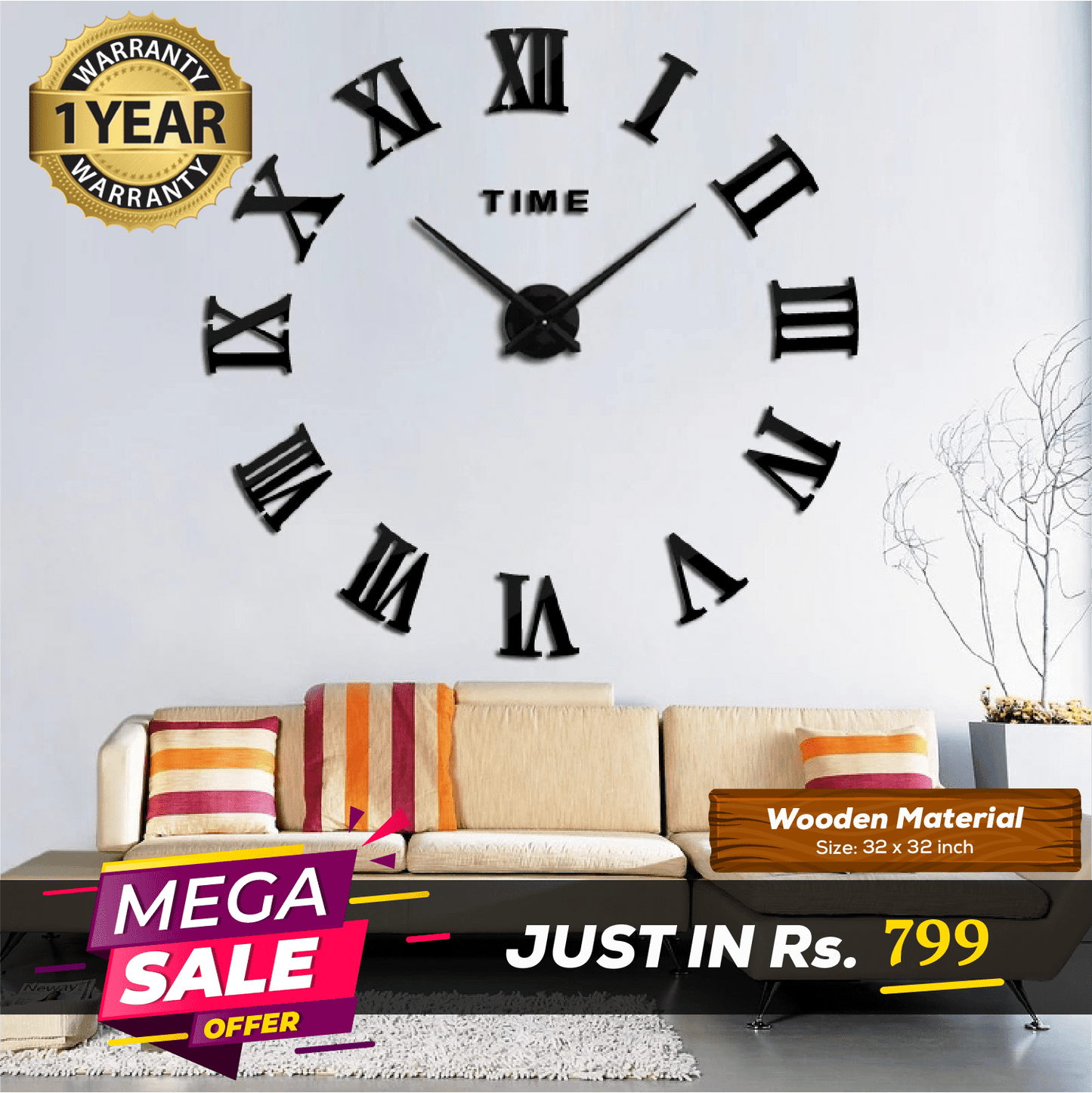 Ramadan Biggest Sale Buy 1 DIY Clock Get Free Hexagons Mirrors