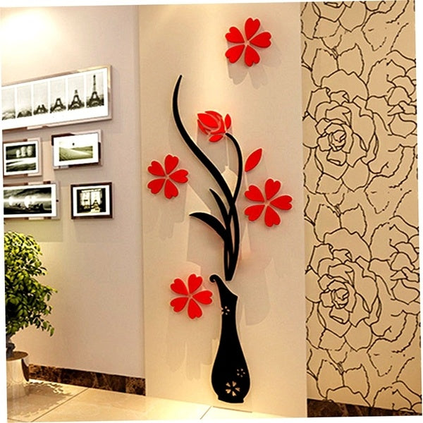 Bold Acrylic Red  Black Vase: Striking Wall Decor – Pyari  Walls