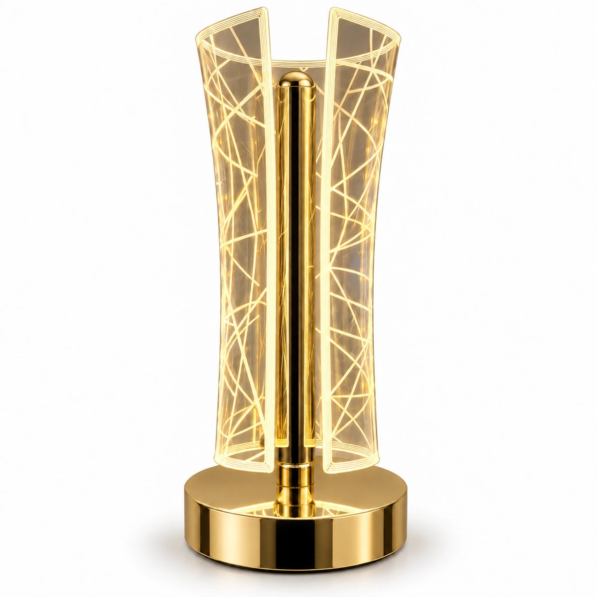 The LumaLine – Gold Geometric LED Table Lamp with touch control and Type-C charging