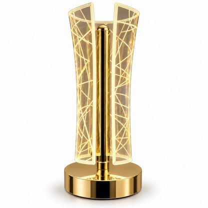 The LumaLine – Gold Geometric LED Table Lamp with touch control and Type-C charging