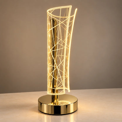 The LumaLine – Gold Geometric LED Table Lamp with touch control and Type-C charging