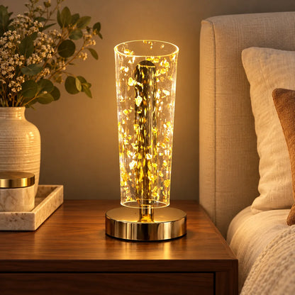 The Lumora – Golden Crystal Table Lamp with Touch control and Type-C charging
