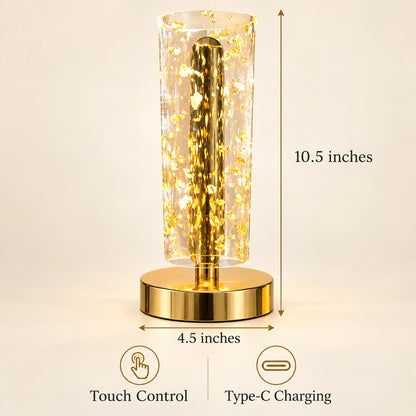 The Lumora – Golden Crystal Table Lamp with Touch control and Type-C charging