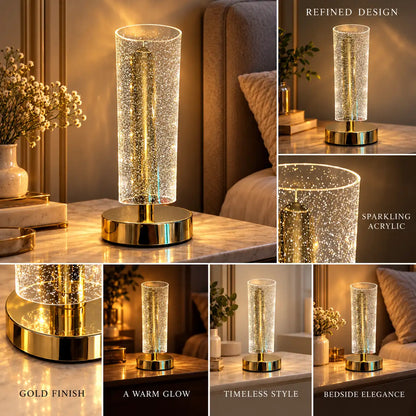 The Elara Glow – Luxury Bedside Lamp with touch control and Type-C charging