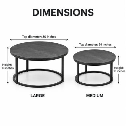 The Eclipse Duo – Matte Charcoal Nesting Coffee Tables (Set of 2)