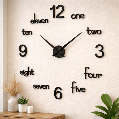 LARGE SIZE WOODEN DIY CLOCK WITH 12 INCHES NEEDLES – Pyari Walls