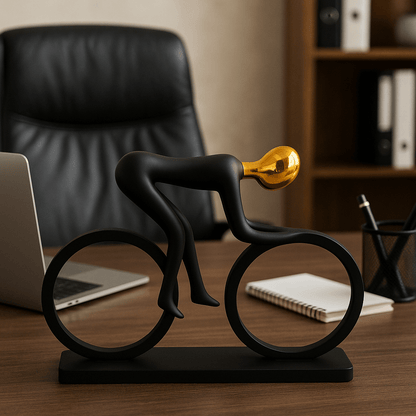 Eternal Motion – Black & Gold Cyclist Sculpture