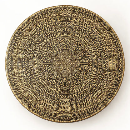 Royal Mandala Gold & Black Engraved Nesting Tables – Set of 3