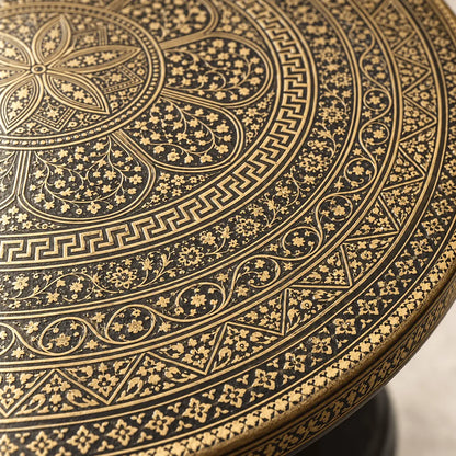 Royal Mandala Gold & Black Engraved Nesting Tables – Set of 3