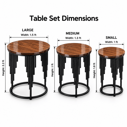 The Cascade Trio – Modern Wood & Metal Side Tables