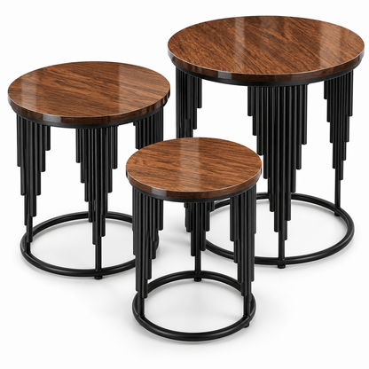 The Cascade Trio – Modern Wood & Metal Side Tables