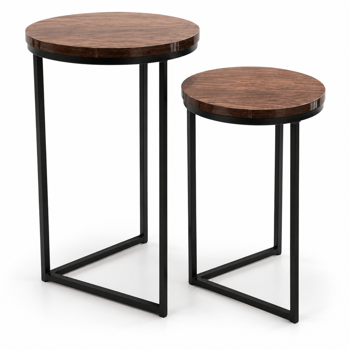 The Vertex Duo – Modern Wood & Metal Side Tables