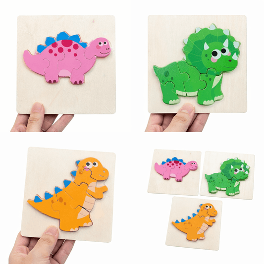 Set of 3 Cute Mini Dinosaurs Kids Puzzles