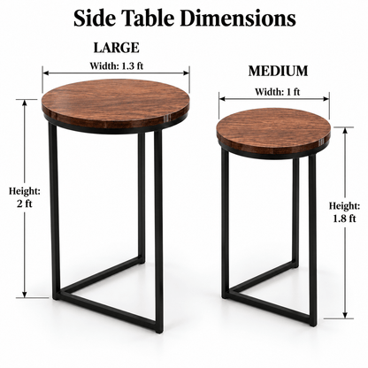 The Vertex Duo – Modern Wood & Metal Side Tables