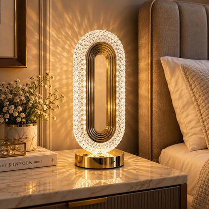 Crystal Oval LED Table Lamp with Touch control-Type C charging