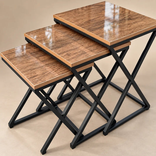 The Xandra Trio – Woodgrain Nesting Tables (Set of 3)
