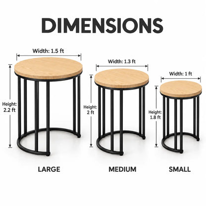 The Nordic Trio – Matte Honey-Blonde Nesting Tables (Set of 3)