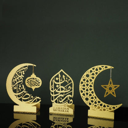 Ramadan Mubarak Set of 3 Golden Metal Candle/Dates Holder