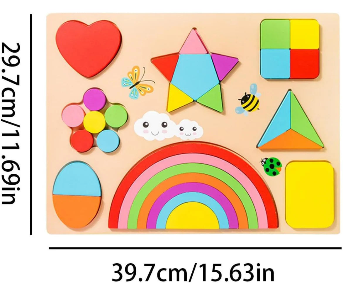 Large Size Kids Rainbow Shape Puzzle with Sketch Board on back with Markers