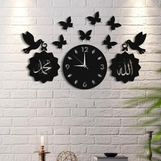 3D Wooden Wall Clock 40 Inches Islamic Clock