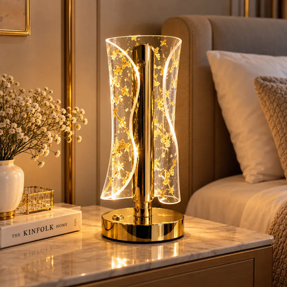 The Aurelia Glow – Luxury Gold Leaf LED Table Lamp-Type C charging