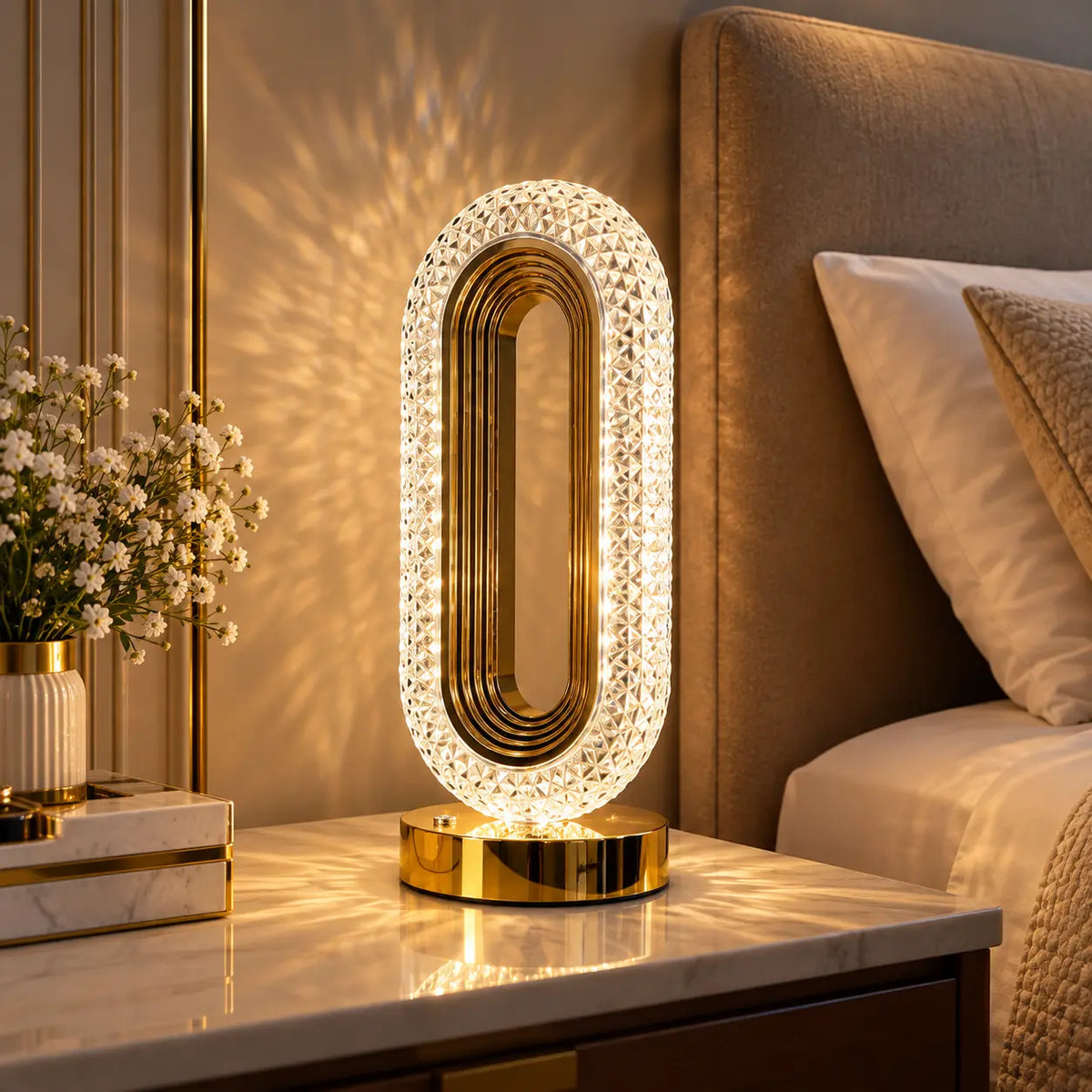 Crystal Oval LED Table Lamp with Touch control-Type C charging