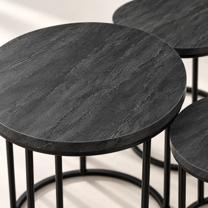 The Slate Trio – Matte Charcoal Nesting Tables (Set of 3)