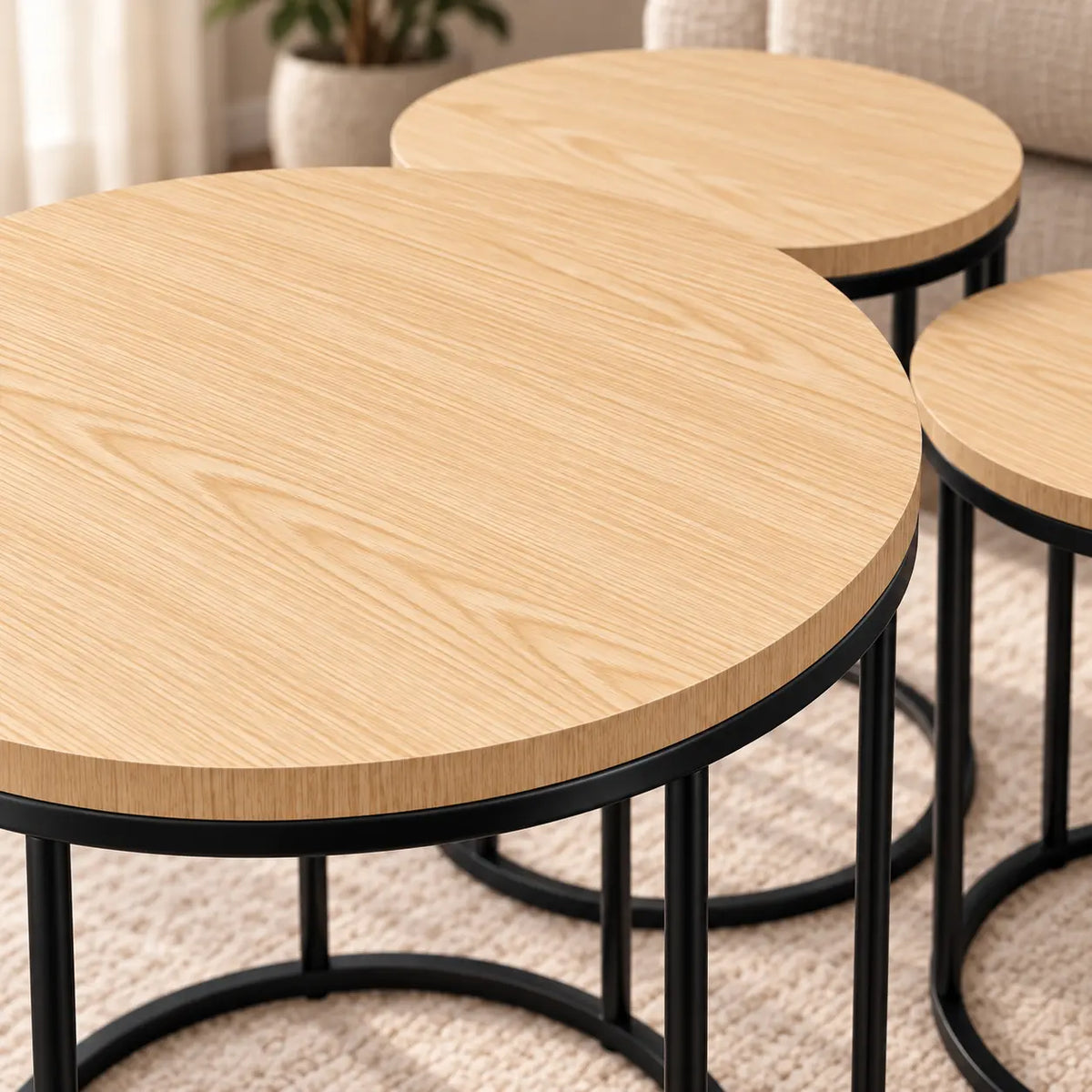 The Nordic Trio – Matte Honey-Blonde Nesting Tables (Set of 3)