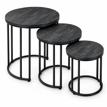 The Slate Trio – Matte Charcoal Nesting Tables (Set of 3)