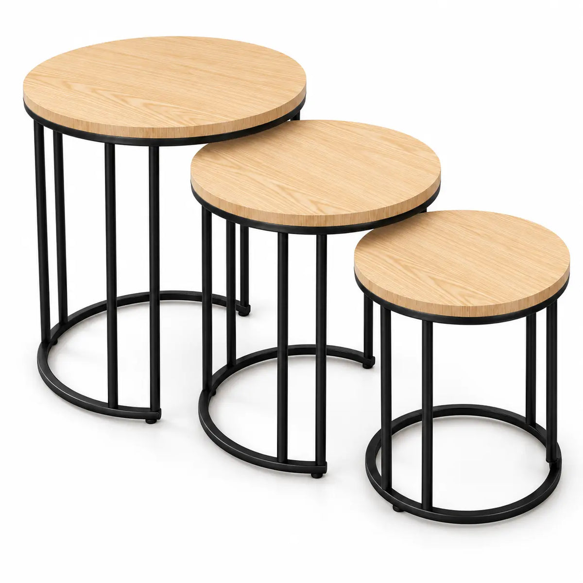 The Nordic Trio – Matte Honey-Blonde Nesting Tables (Set of 3)
