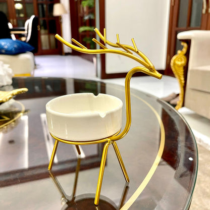 Metallic Golden Gazelle Style Ash Tray.