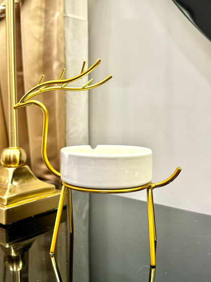 Metallic Golden Gazelle Style Ash Tray.