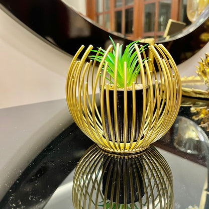 GOLDEN GLOBE DECOR WITH PLANTER INSIDE