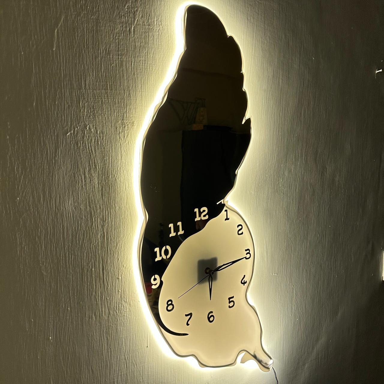 Feather Style Premium Acrylic Walls Clock with Ambient Neon Light