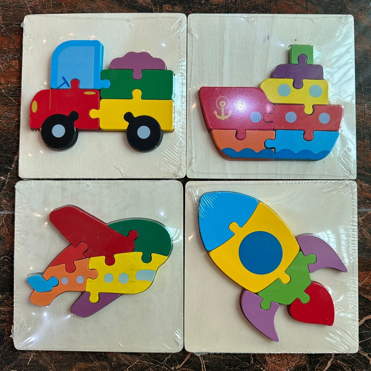 Set of 4 Puzzles for kids-Animals, Machine, Marine