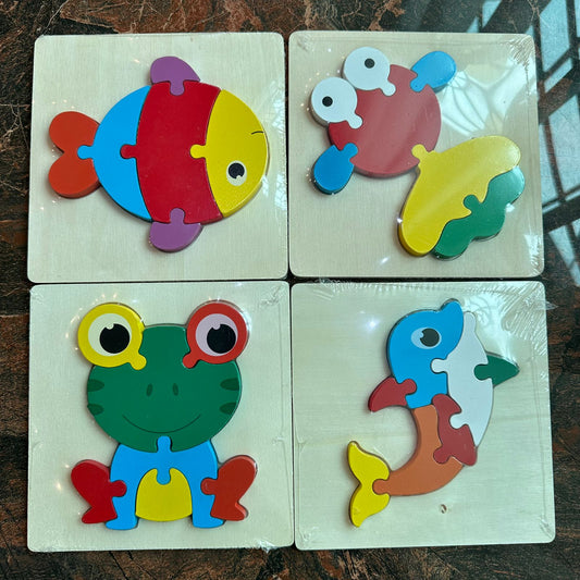Set of 4 Puzzles for kids-Animals, Machine, Marine