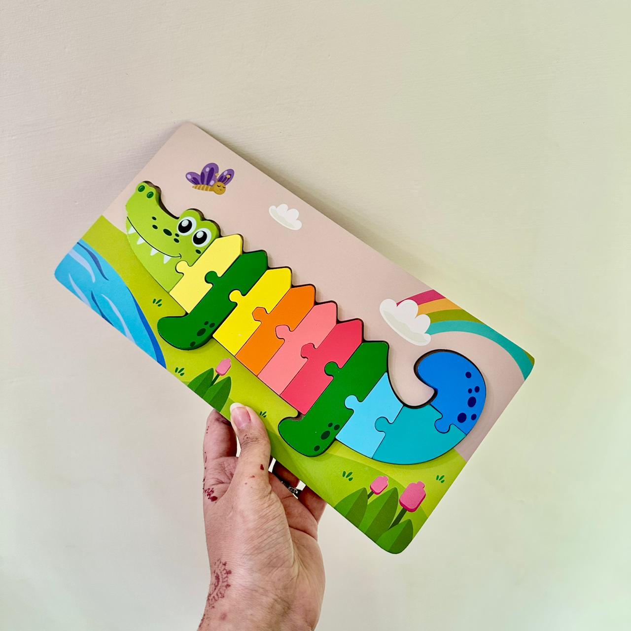 Kids Puzzle -Crocodile Kids learning (large 12x6 inches)