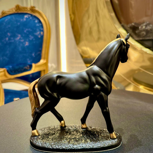 Premium Black Ceramic Horse Sculpture – Elegant Decor for Home & Office