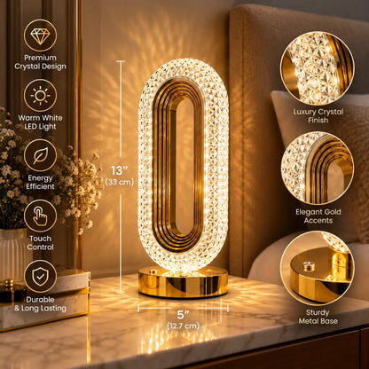 Crystal Oval LED Table Lamp with Touch control-Type C charging