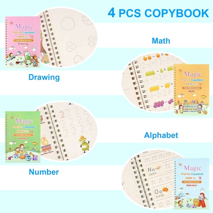 Kids Magic Practice Book Set of 4-Kids learning for Home and school