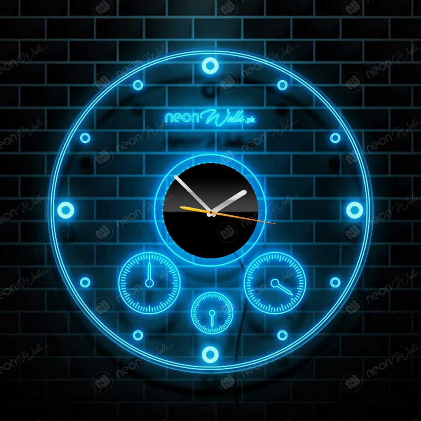 Acrylic Modern Neon Wall Clock With Neon LED Backlight