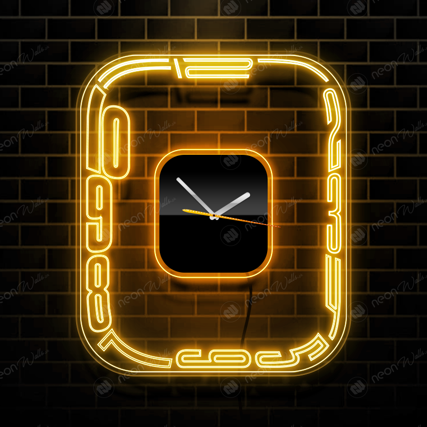 I-Watch Acrylic Modern Neon Wall Clock With Neon LED Backlight